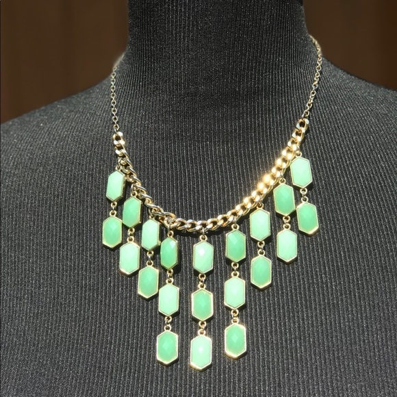 Green Gold Statement Necklace Lucite Chrysoprase - Picture 4 of 7